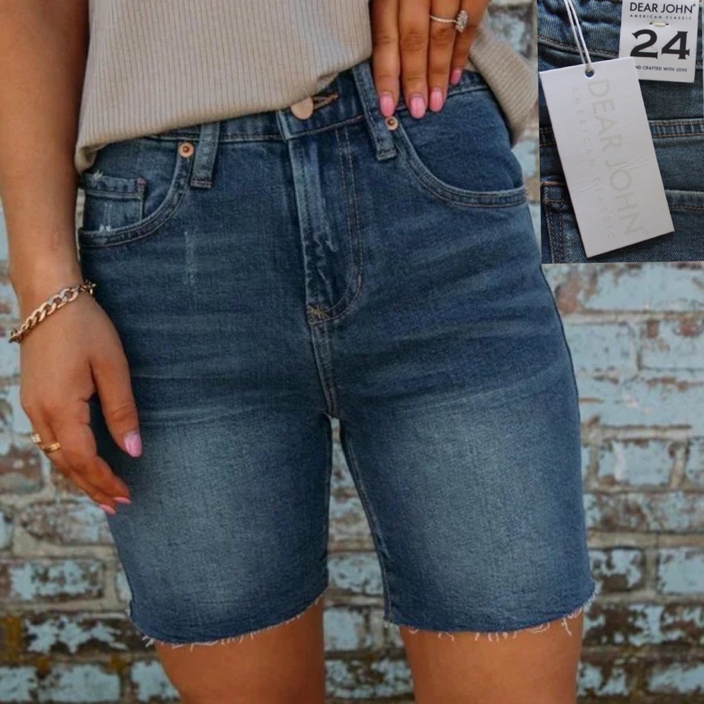 Dear John NWT Portobello Raw Hem Denim Cut Off Shorts 24